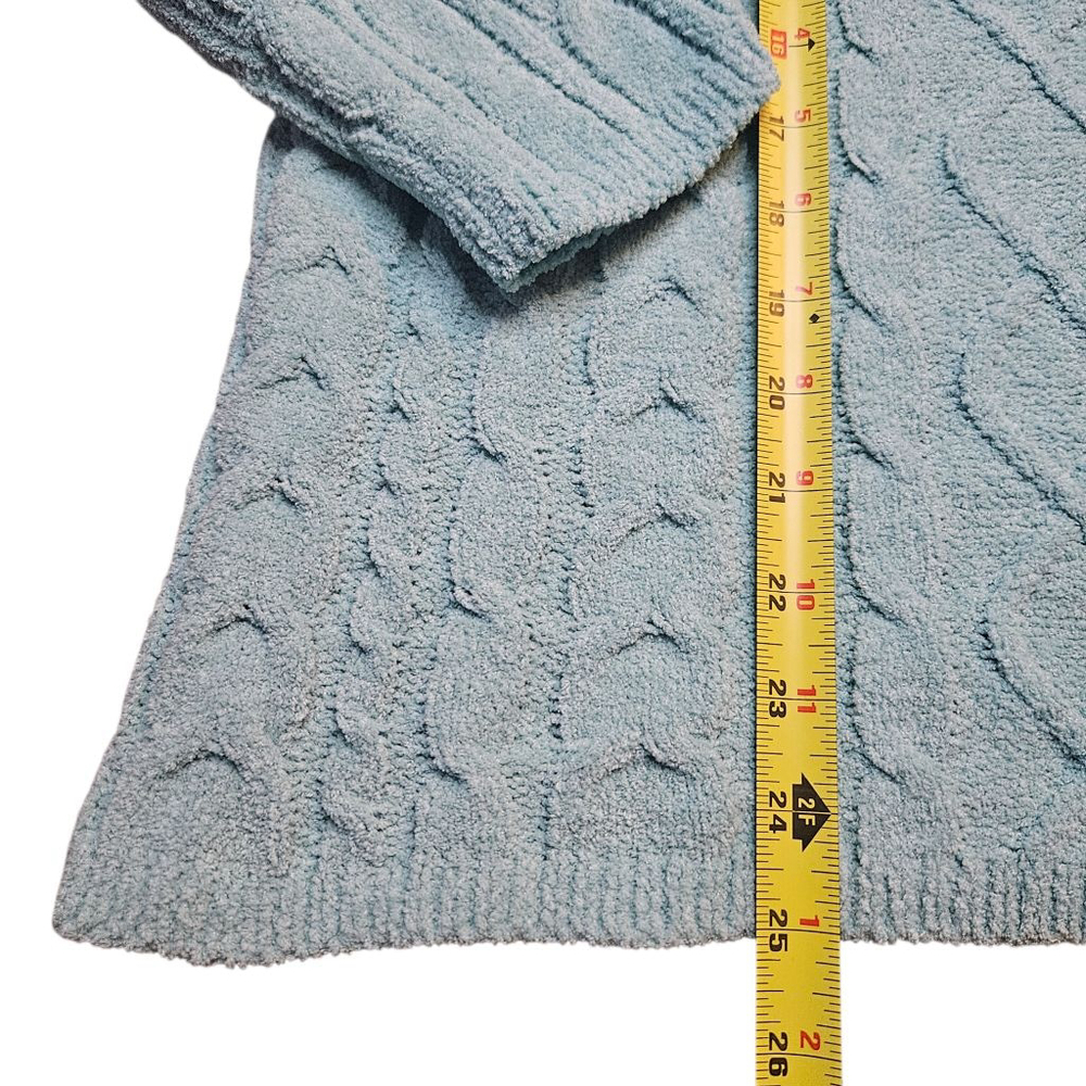Croft Barrow Large Crystal Heather Blue Cable Knit Sweater - Picture 7 of 8